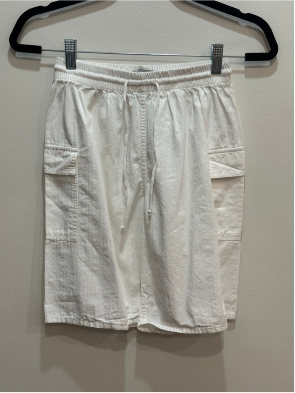Urban Outfitters White Cotton Drawstring Cargo Boxer Shorts Elastic Waist Size S